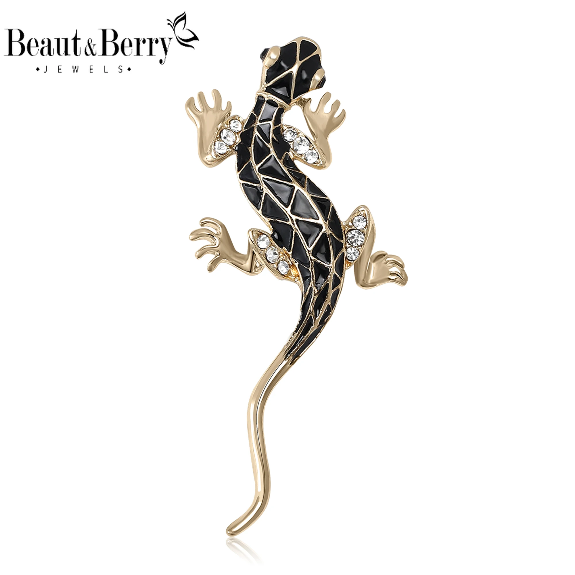 Beaut&Berry Classic Enamel Gecko Brooches for Women Animal Pins Friends Party Gifts Jewellery Accessories