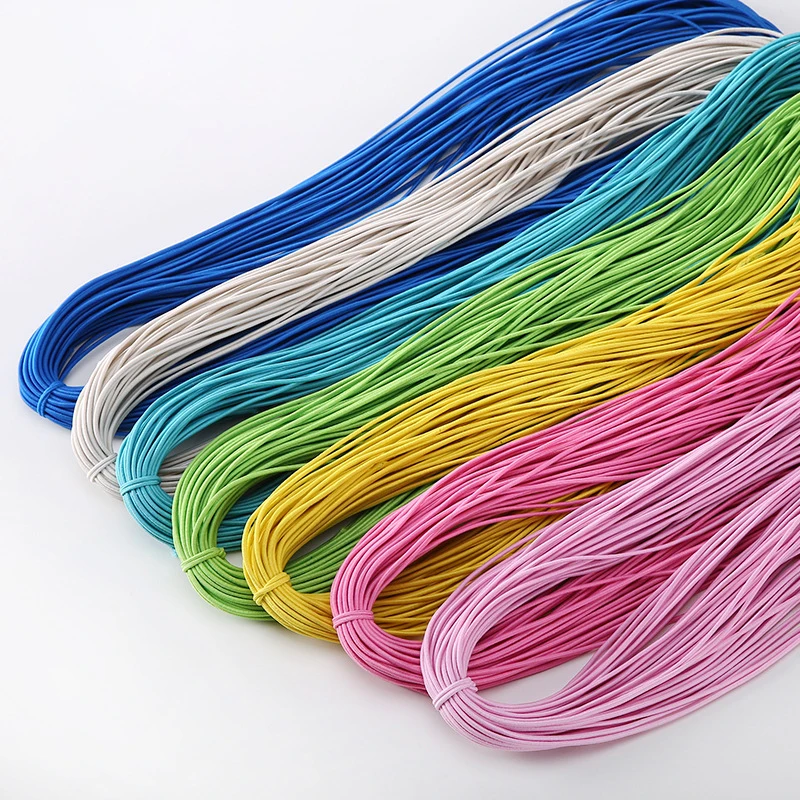 5/10M 2mm Colorful Round Elastic Band Polyester Single Strand Rubber Core Wrapped High Elastic Rope DIY Sewing Accessory