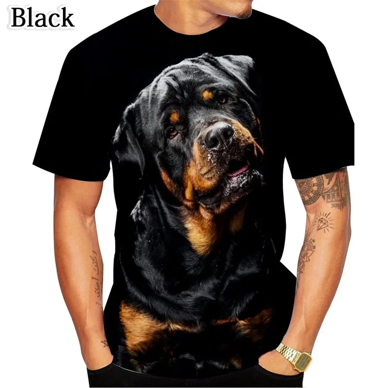 3D Printed Personality Design Cute Pet Dog Rottweiler T-Shirt For Men Short Sleeve Casual Funny Tee Tops Kids Animal Tshirts