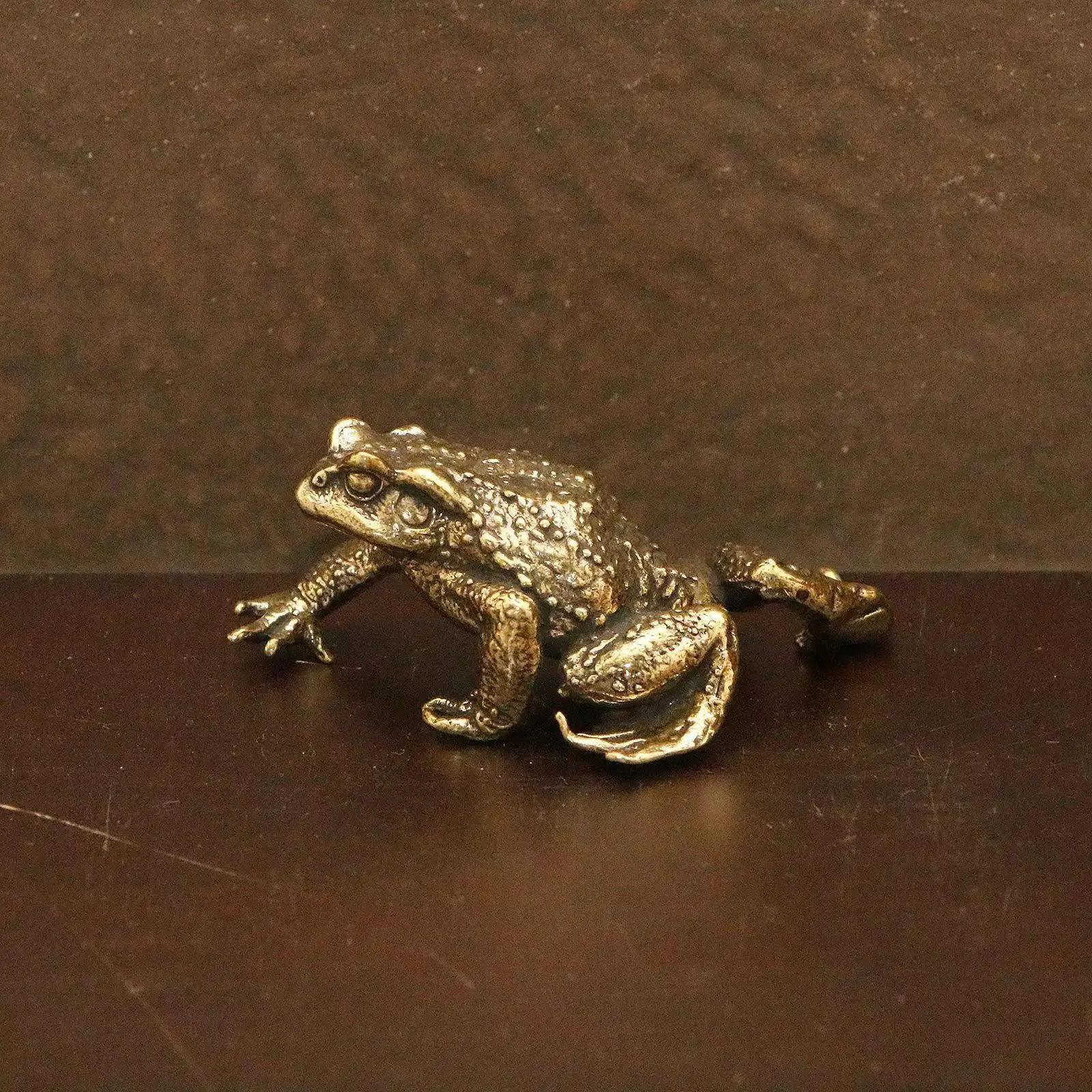Solid Brass Toad Figurines Miniatures Tea Pet Table Toy Ornament Decoration Crafts Accessories Lucky Copper Animal Statues