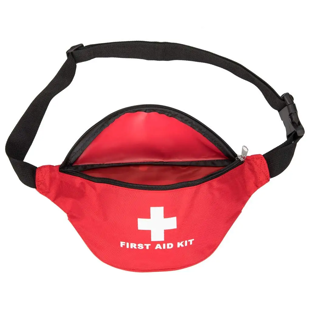 First Aid Fanny Pack Medical Storage Red Travel Rescue Waist Bag Empty Pouch Compact Survival Medicine Pocket Container