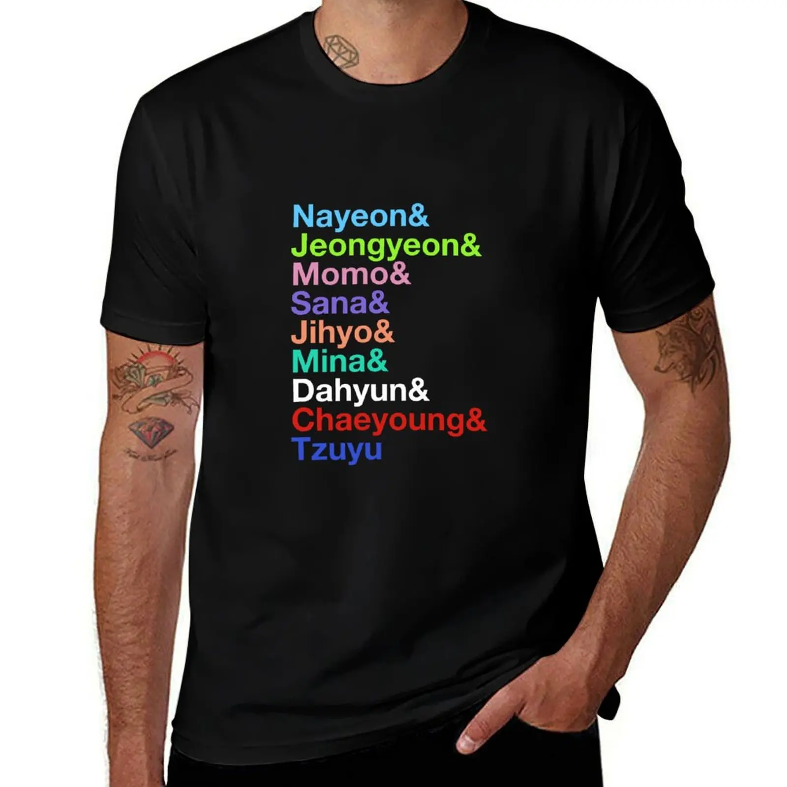 Nayeon, Jeongyeon, Momo, Sana, Jihyo, Mina, Dahyun, Chaeyoung, Tzuyu Twices Names (Colors Ver.) T-Shirt