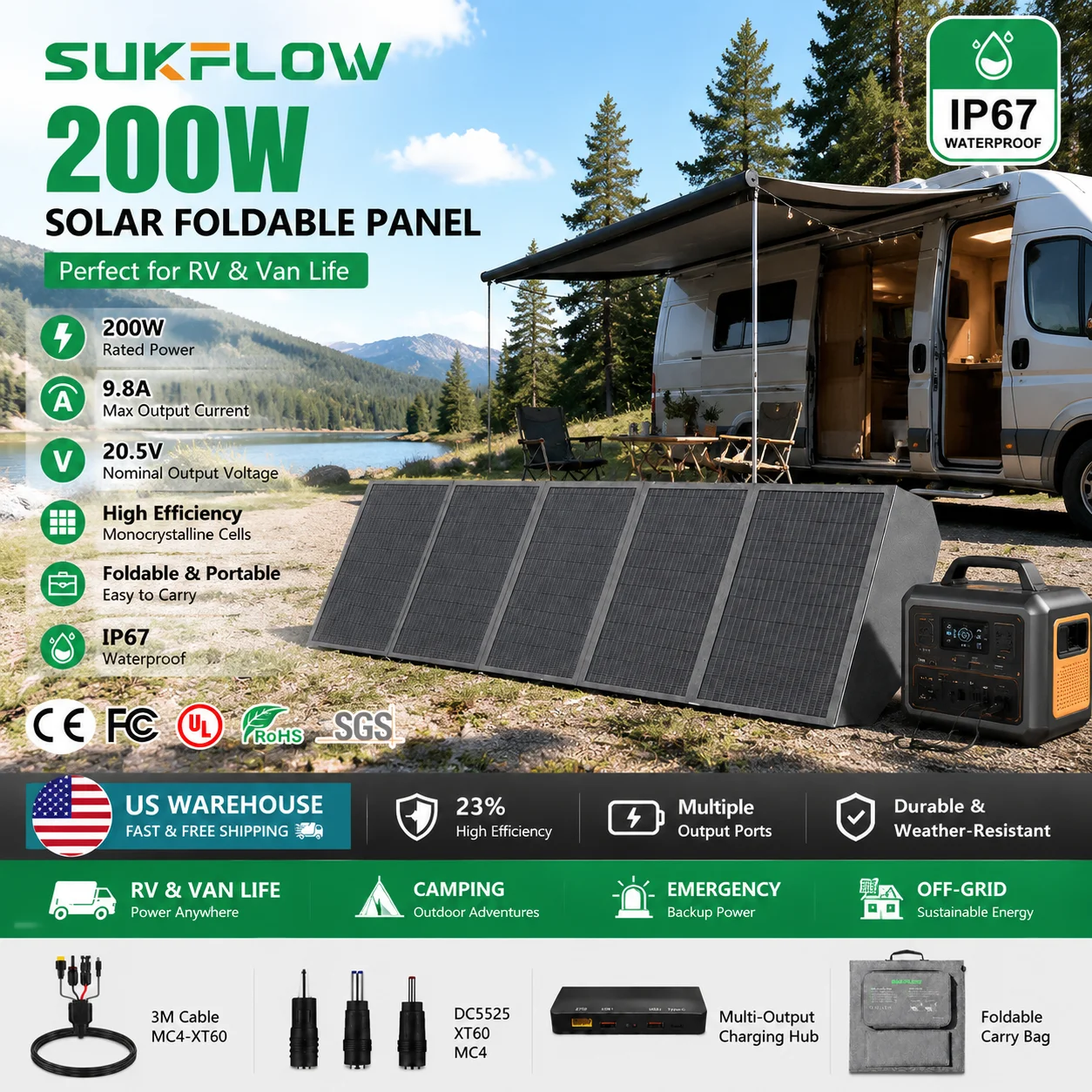 Solar Charger Panel Foldable - Kit Pannello Solare Portatile Pieghevole da