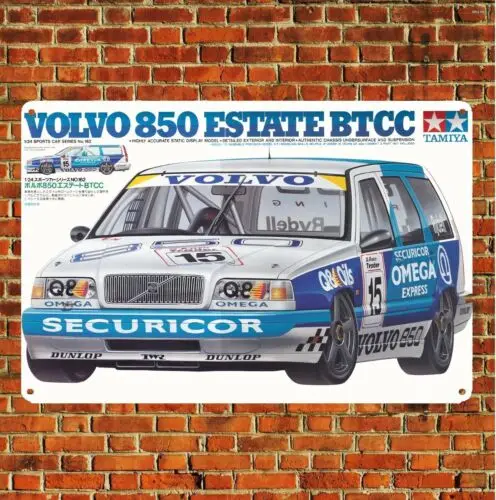 Metal Poster Car Scale Model Tin Sign Plaque Tamiya Boxart Volva 850 Estate Btcc