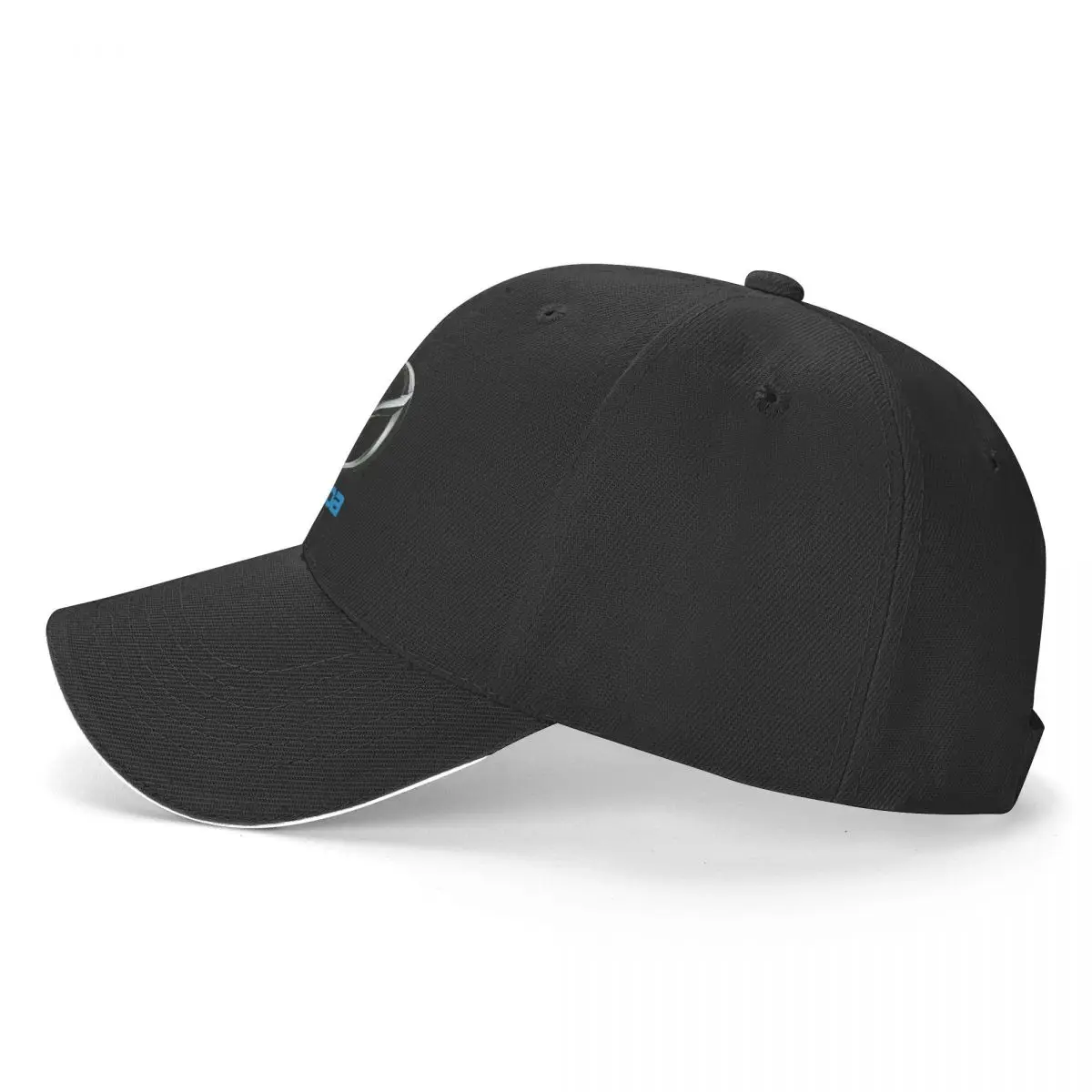 Topi bisbol Mazda huruf biru, topi Sandwich kasual