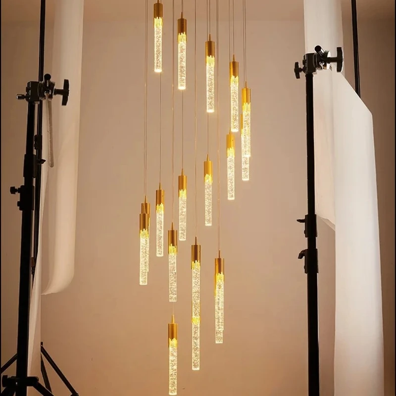 

Modern Long Crystal LED Ceiling Chandelier Luxury Villa Living Room Dining Room Staircase Chandelier Home Decoration Lighting