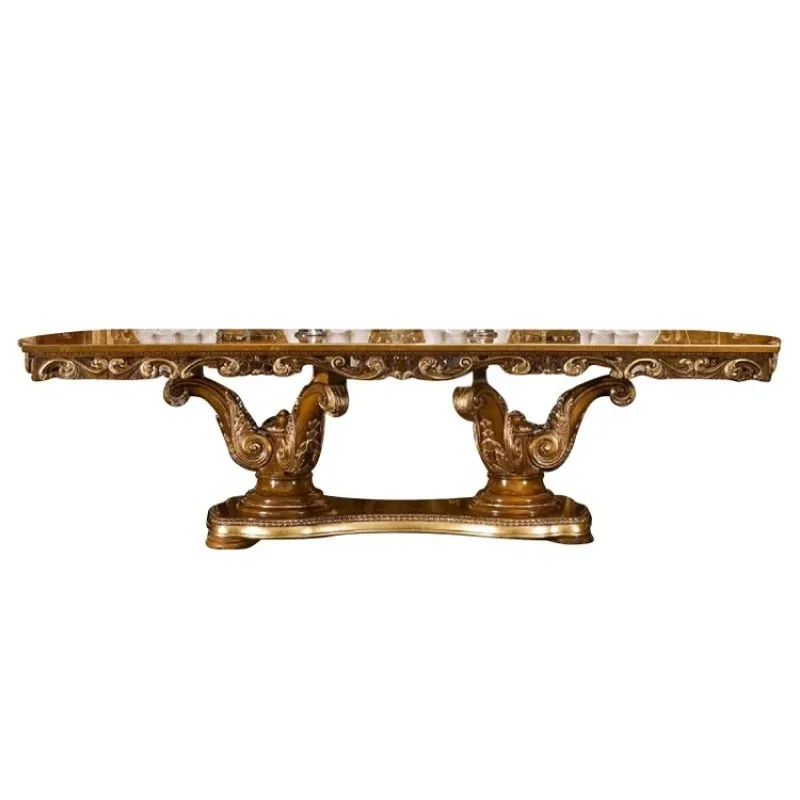 

Обеденный стол и стулья, комбинация классической мебели для столовой виллы, прямоугольный и круглый обеденные столы