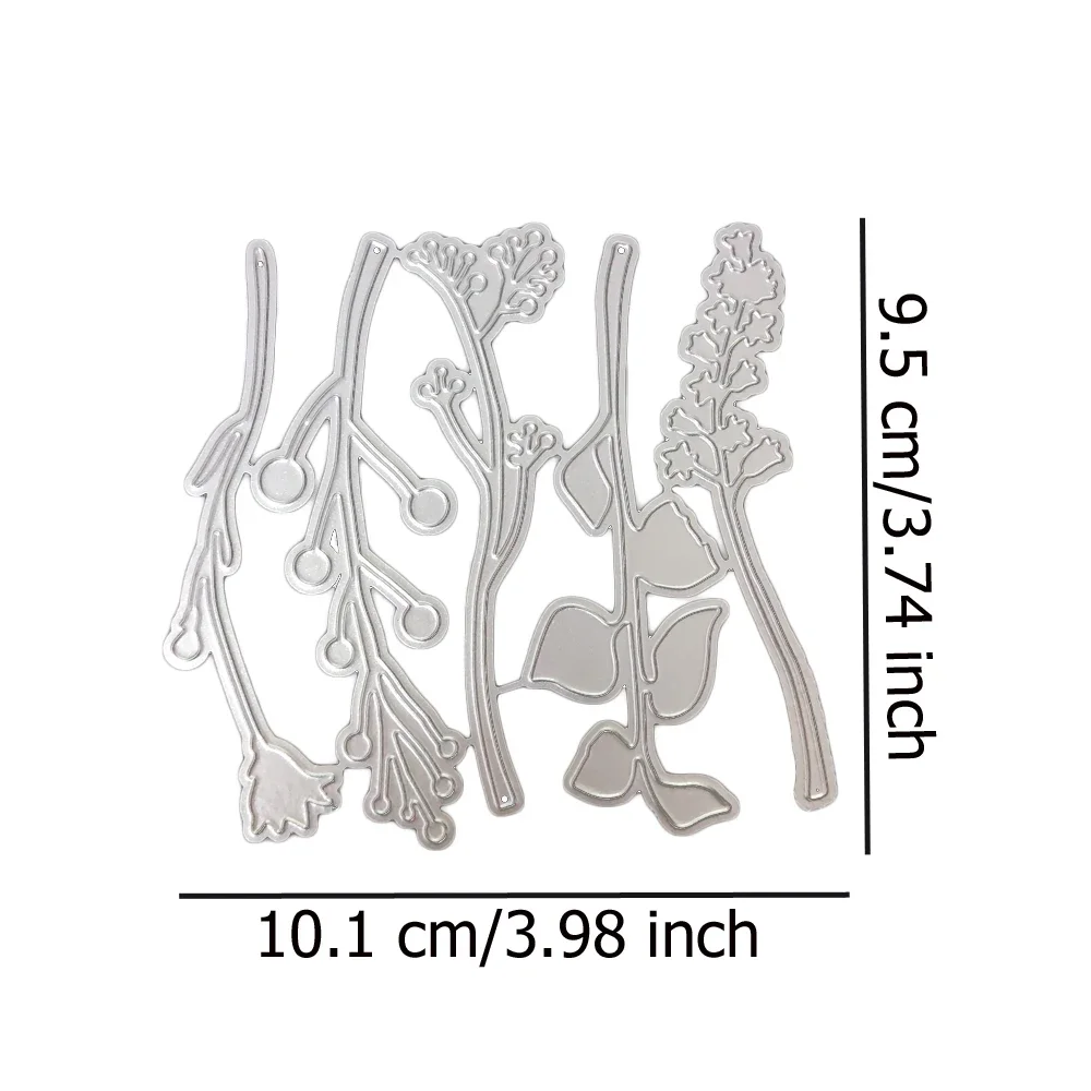 Troqueles de corte de Metal de marco de rama de hoja, plantillas de punzón de hoja de molde de cuchillo artesanal de papel de tarjeta en relieve plateado para álbum de recortes