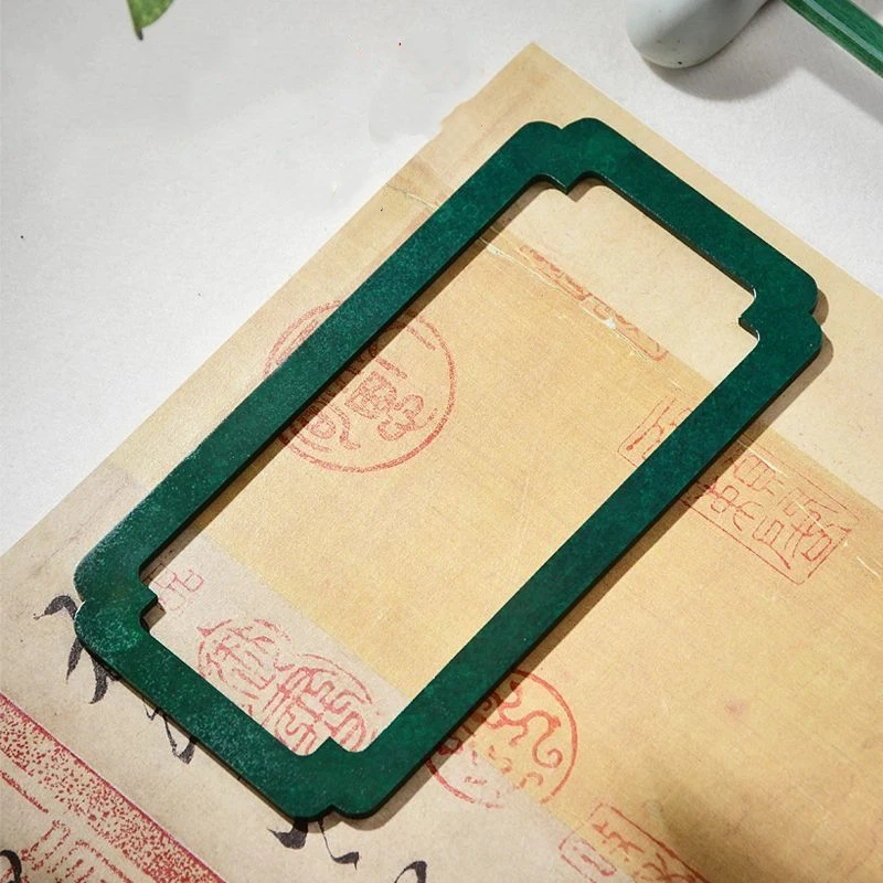 Brass Calligraphy Square Frame Paperweight Ruler for Painting Desk Decoration Home Office Art Supply Chinese Gift Set Book