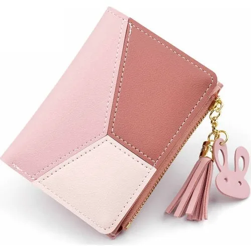 Women's Leather Badge Holder-Wallet Geometric luxury brand leather women wallet coin bags tassel design female coin card holder