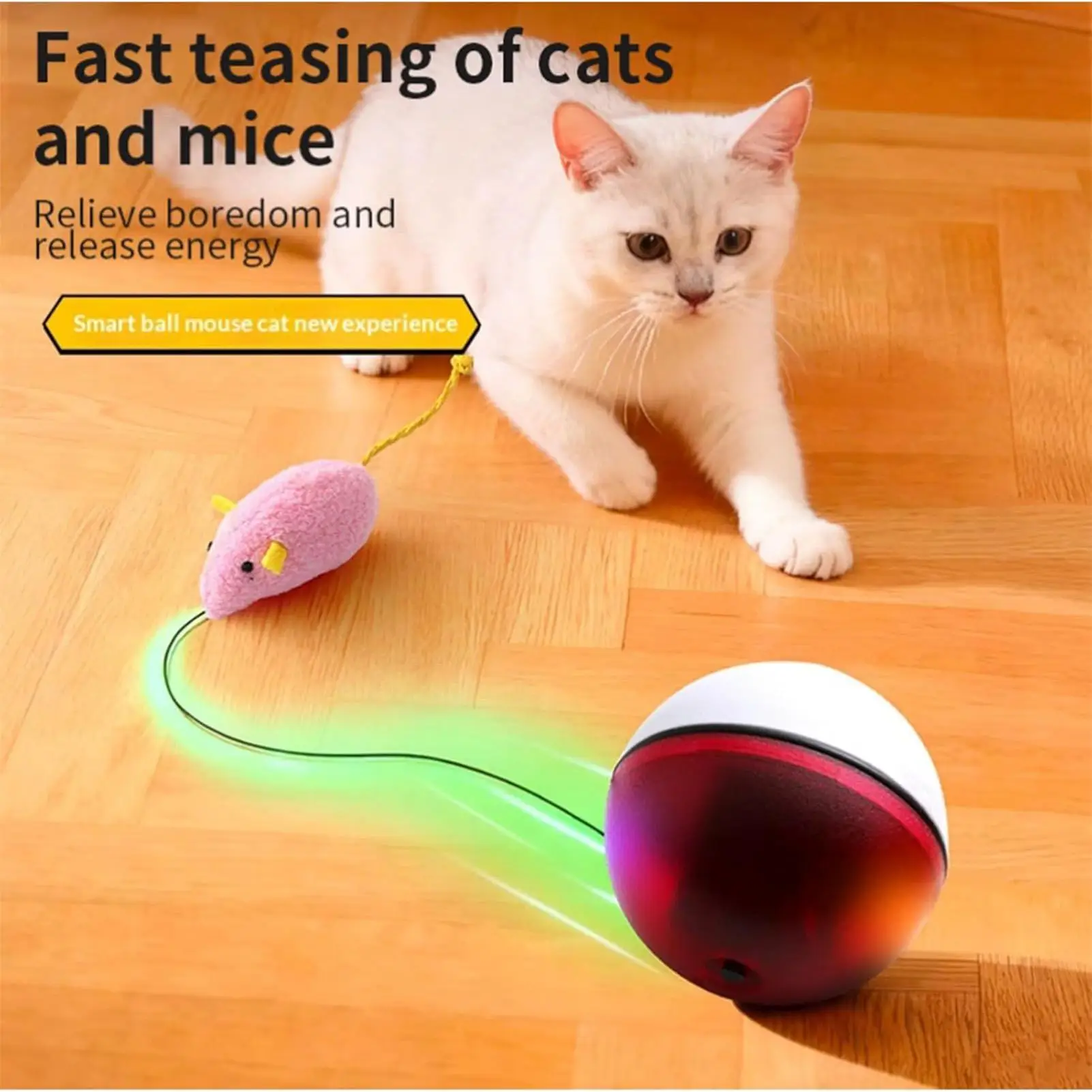 

Интерактивный мячик-игрушка для кошек, перезаряжаемый, умный, автоматически движущийся, для развлечения кошек, котят, щенков, собак и других домашних животных, для игр и упражнений