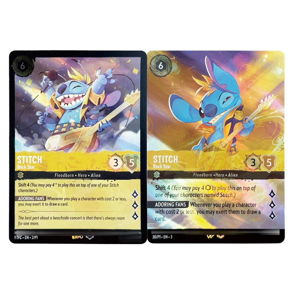 بطاقات لوركانا فويل TCG أرواق لعب STITCH Rock Star English.French Floodborn eHero ·Alien