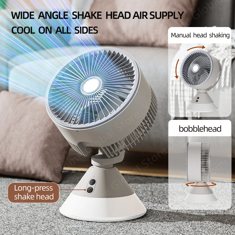 Xiaomi Youpin Hoofdschuddende ventilator Omgevingsnachtlampje Verstelbare hoge windsnelheid Tafelventilator Opladen Kleine luchtcirculatieventilator Thuis