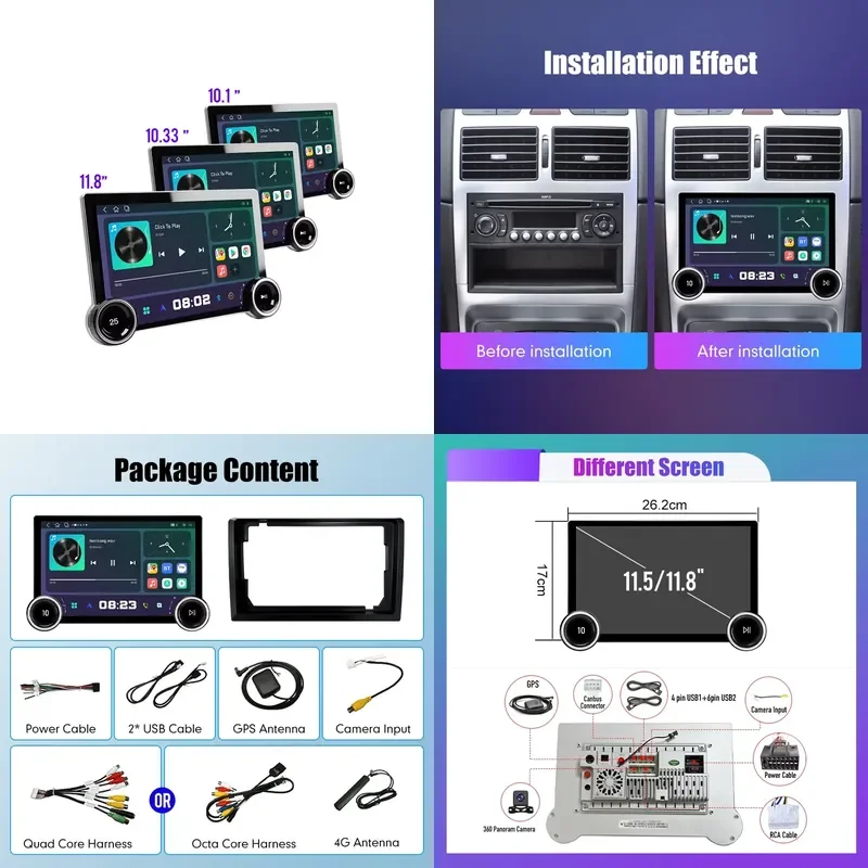 2026 Hot Sale DIAMOND 2K Qled Screen 10.1/10.33/11.5/11.8 Inch Double Din Car Stereo 2 Din Android Car Radio Car DVD Player