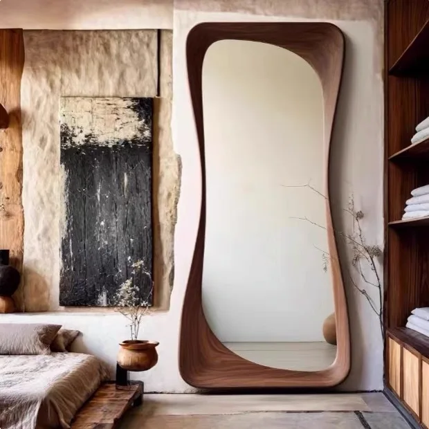 Medieval style full body floor mirror bedroom household special-shaped decorative dressing mirror clothing period clothing store
