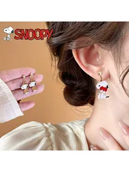 Snoopies Cartoon Earrings Girl Cute Personality Fashion Simple Creative Metal Ear Stud Jewelry Women Kawaii Accessories Gifts