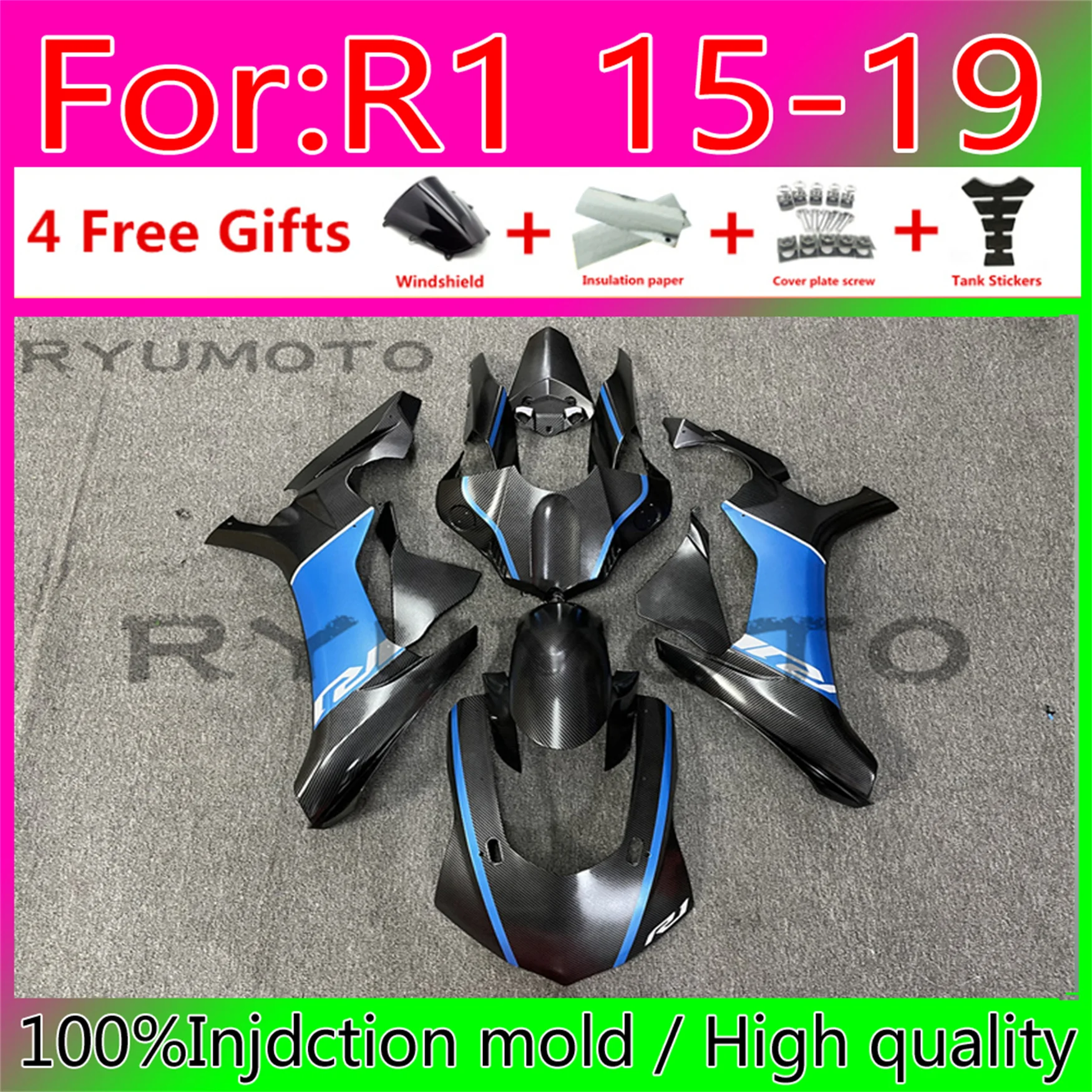 

New ABS whole Fairing kit 100% fitment for YAMAHA YZFR1 2015 2016 2017 2018 2019 YZF R1 15 16 17 18 19 YZF1000 Fairings