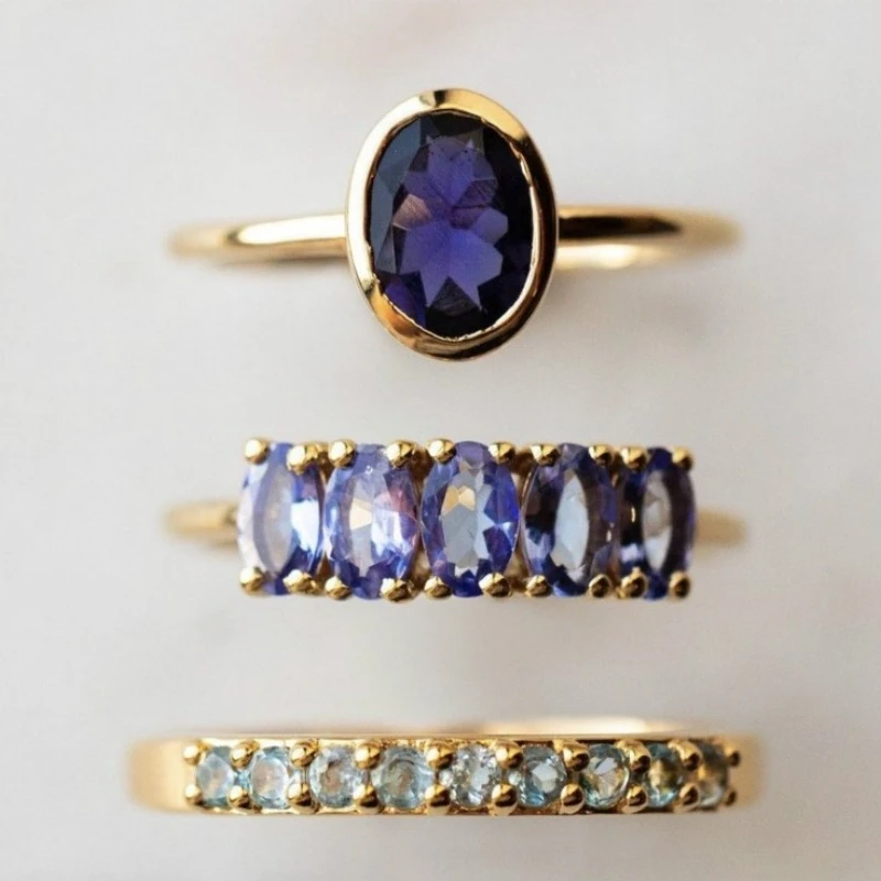 Engagement Rings for Women Geometric Simple Zircon Fashion Casual Temperament Trendy High-end Design Party image 4