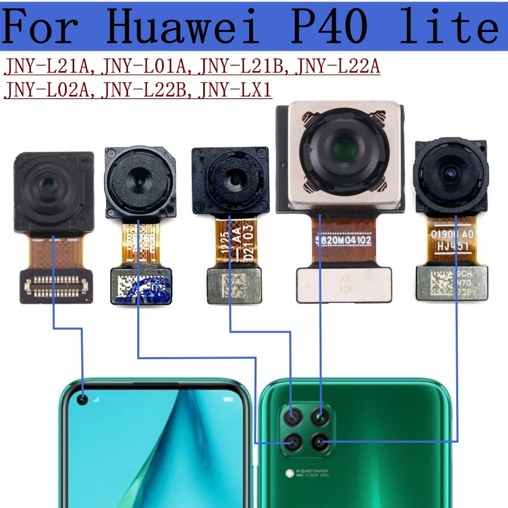 Caméra arrière pour Huawei P40 Lite P40lite JNY-L21A-L01A-L21B-L22A-L02A-L22B avant Selfie Macro face arrière principale caméra Flex pièces