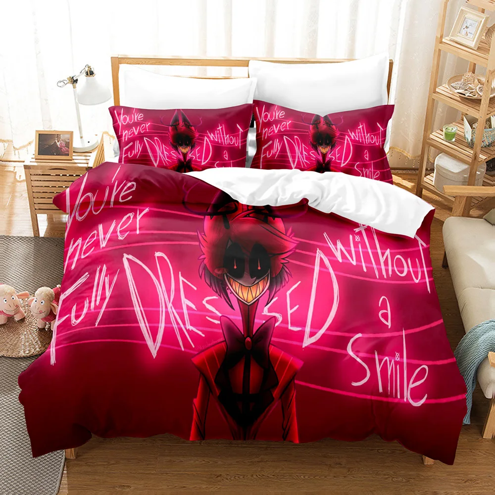 

Fashion Cartoon Hazbin Hotel Bedding Set Duvet Cover Set With Pillowcase Twin Full Queen King Bedclothes Bed Linen Home Textiles
