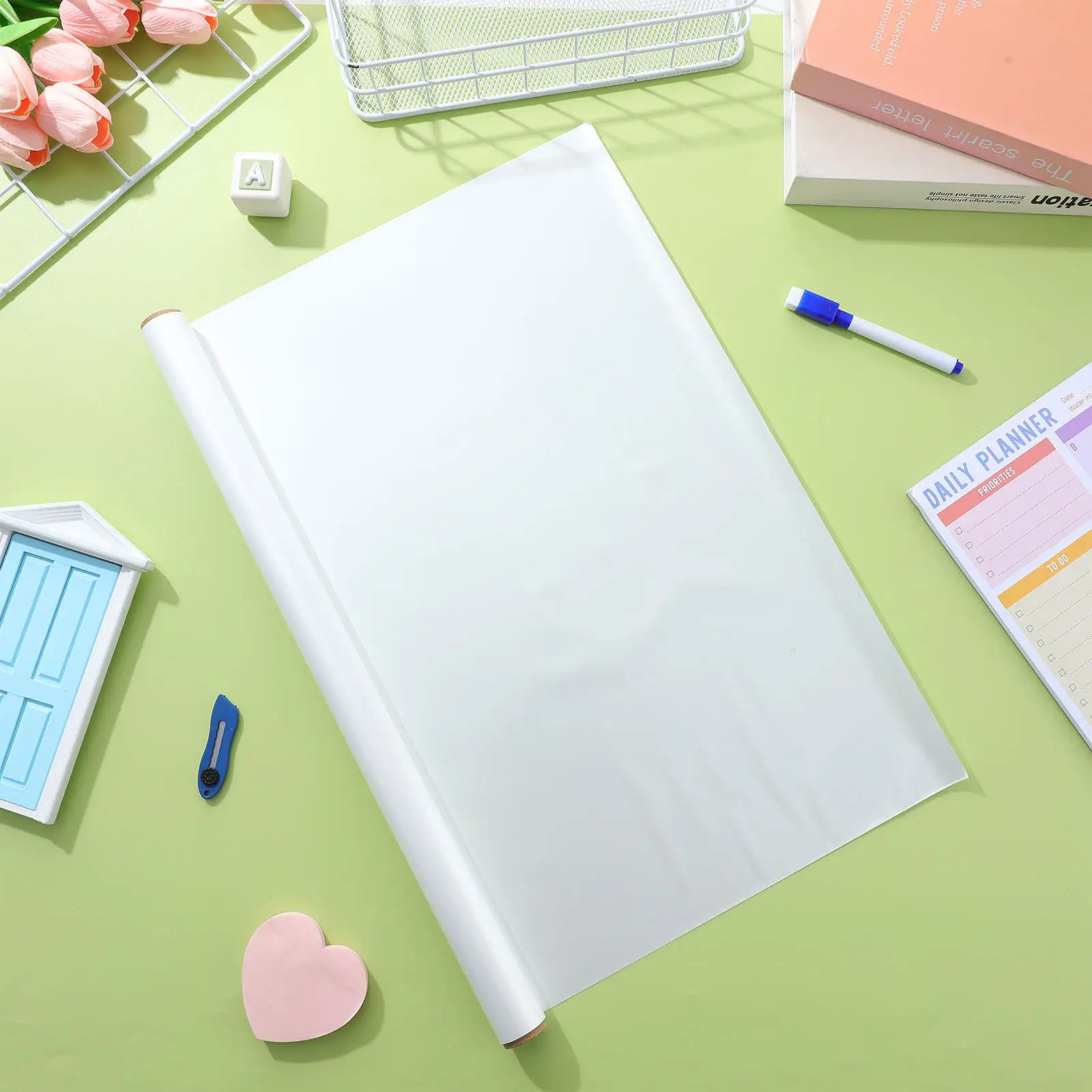 Whiteboard Wall Paper Self Adhesive Dry Erase Paper Roll Easy Apply Erasable Surface for Homes Offices Classrooms