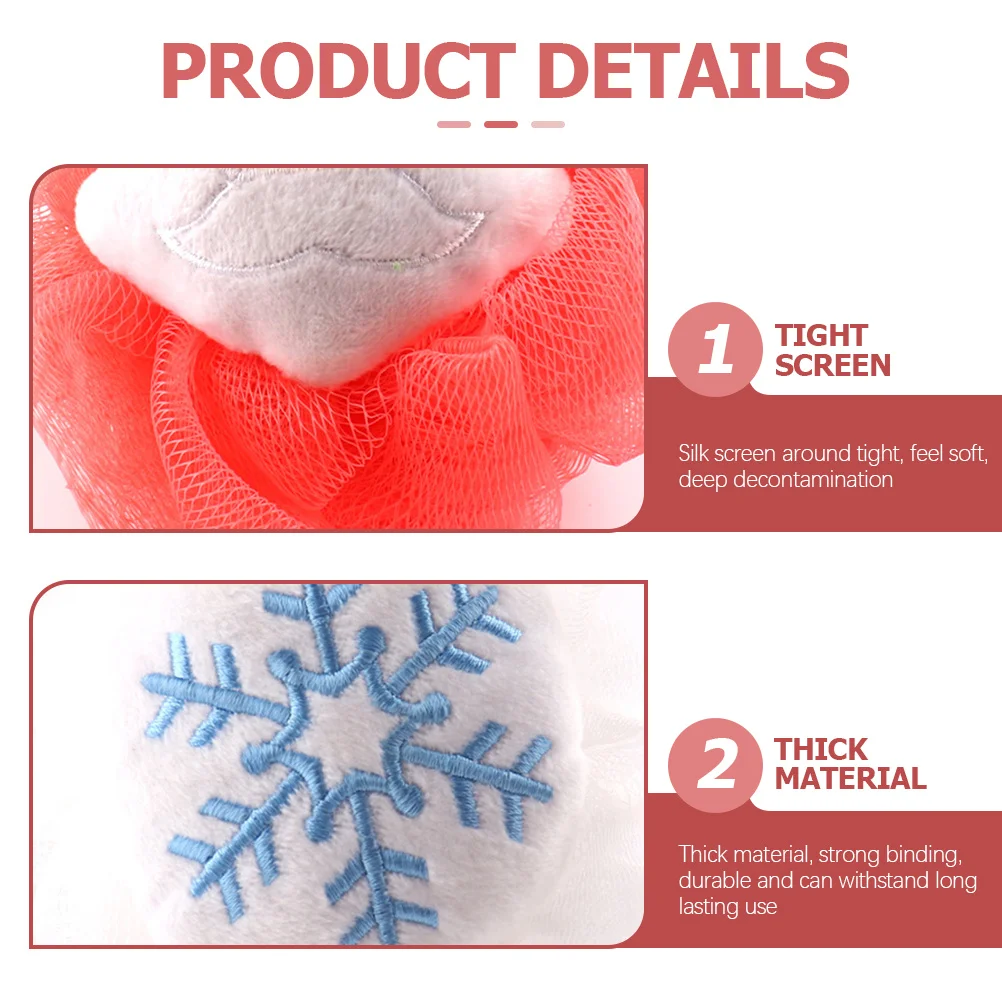 

4Pcs Christmas Skin Cleaning Scrubber Shower Bath Loofah Body Wash Foaming Ball Exfoliating Bathing Sponge Shower Loofah