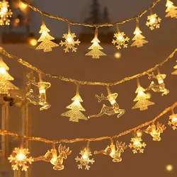 LED Christmas String Lights Battery Operated Snowflake Star Garland Fairy Lights Waterproof Indoor Outdoor Xmas Party Decoration