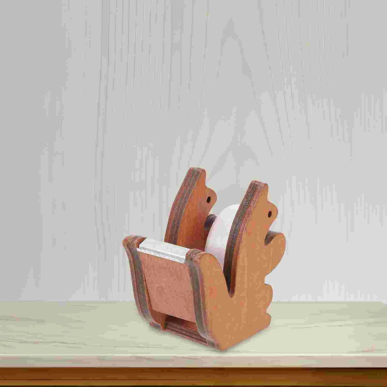 Squirrel Tape Dispenser Office Accessories Portable Paper Wooden Packing Desktop Child