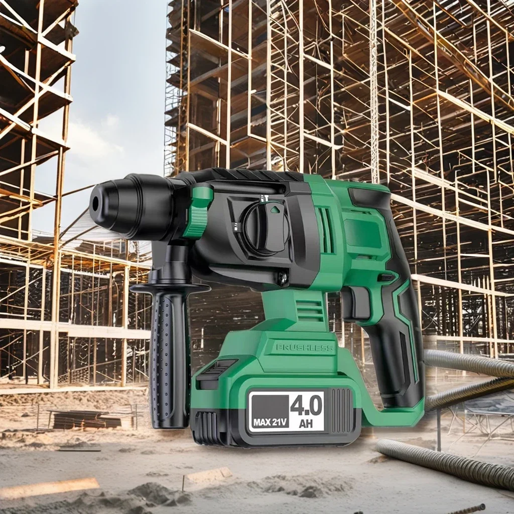 Cordless Electric Hammer Drill with Multifunctional Power Source Battery Operated