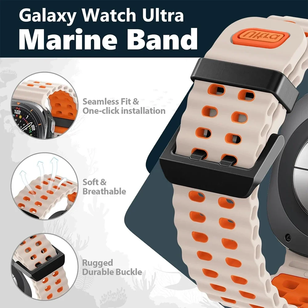 Two-color Silicone Strap for Samsung Galaxy Watch Ultra 2 1 47mm Comfortable Bracelet Wristband for Galaxy Ultra 2025 47mm Band