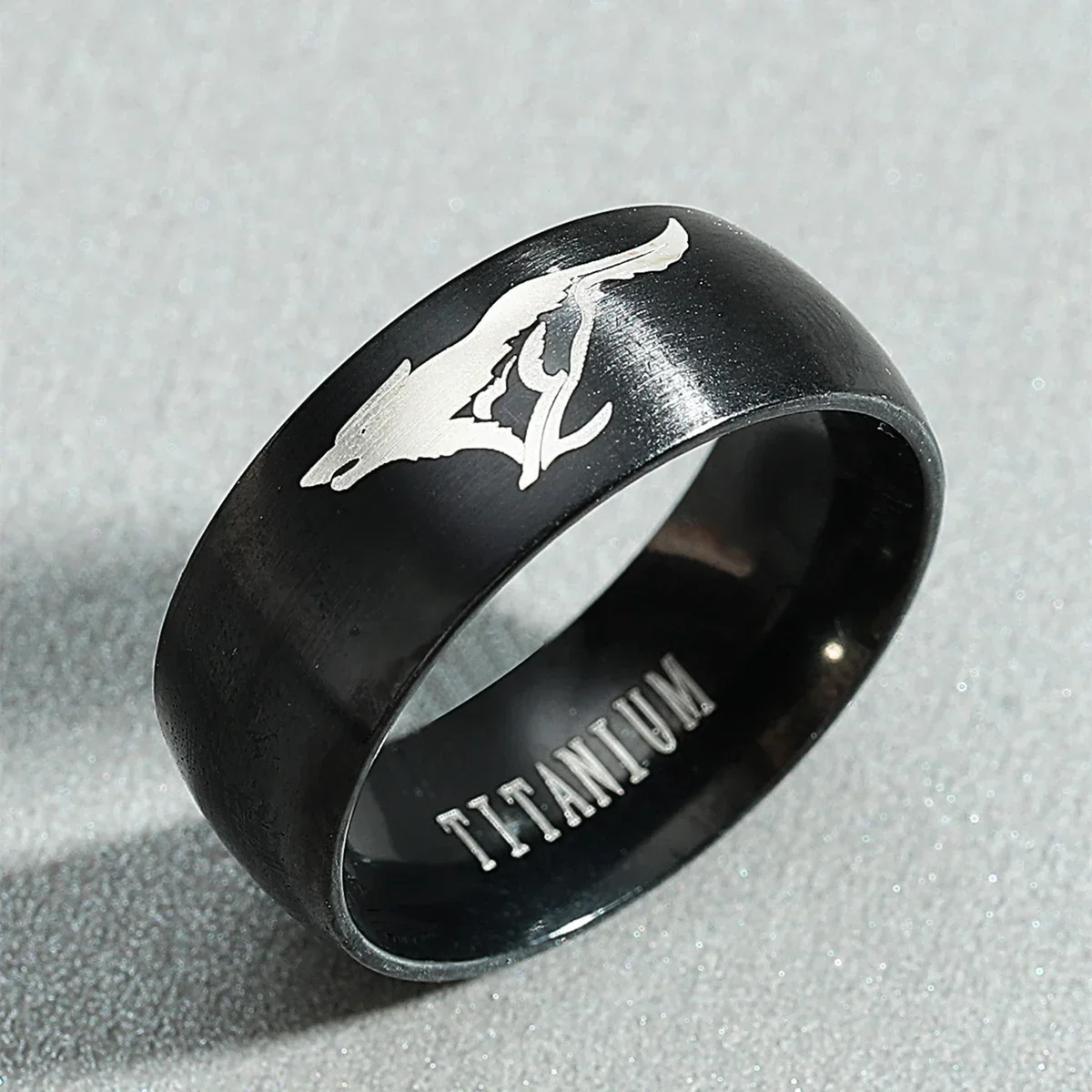 8mm Attack on Titan Black sliver Stainless Steel Ring Wings Of Liberty Flag Finger Rings For Men Women Jewelry Anime Fans