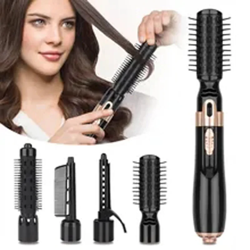 Portable Electric Hot Air Comb 4-In-1 Hot Air Comb One-Step Hair Dryer And Curling Iron Fast Straightener Hot Air Comb