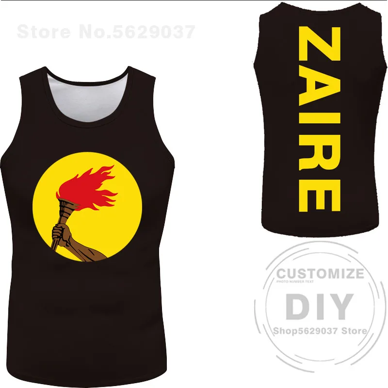 Zaire Flag 1971 1997 Vest Democratic Republic Of Congo Customized Unisex Sports Tank Top Flag Print Photo Sleeveless Shirt