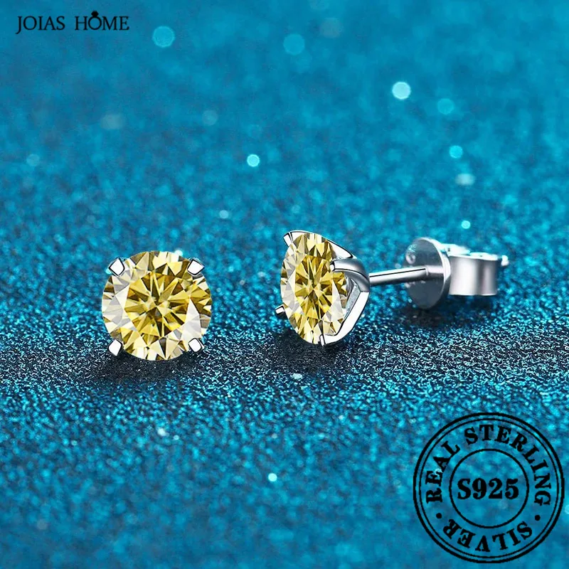 

JOIAS HOME Silver 925 1CT D Color Moissanite Jewel Earrings For Women With Four Claw Earrings, Simple And Elegant Style