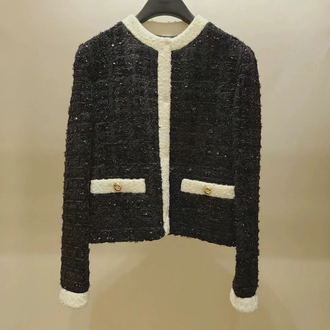 Modna lub czysta koreańska OBZ*25 Wiosenna Jasna Herbata Gruba Tkana Okrągła Odzież Wierzchnia Ele Aosphere