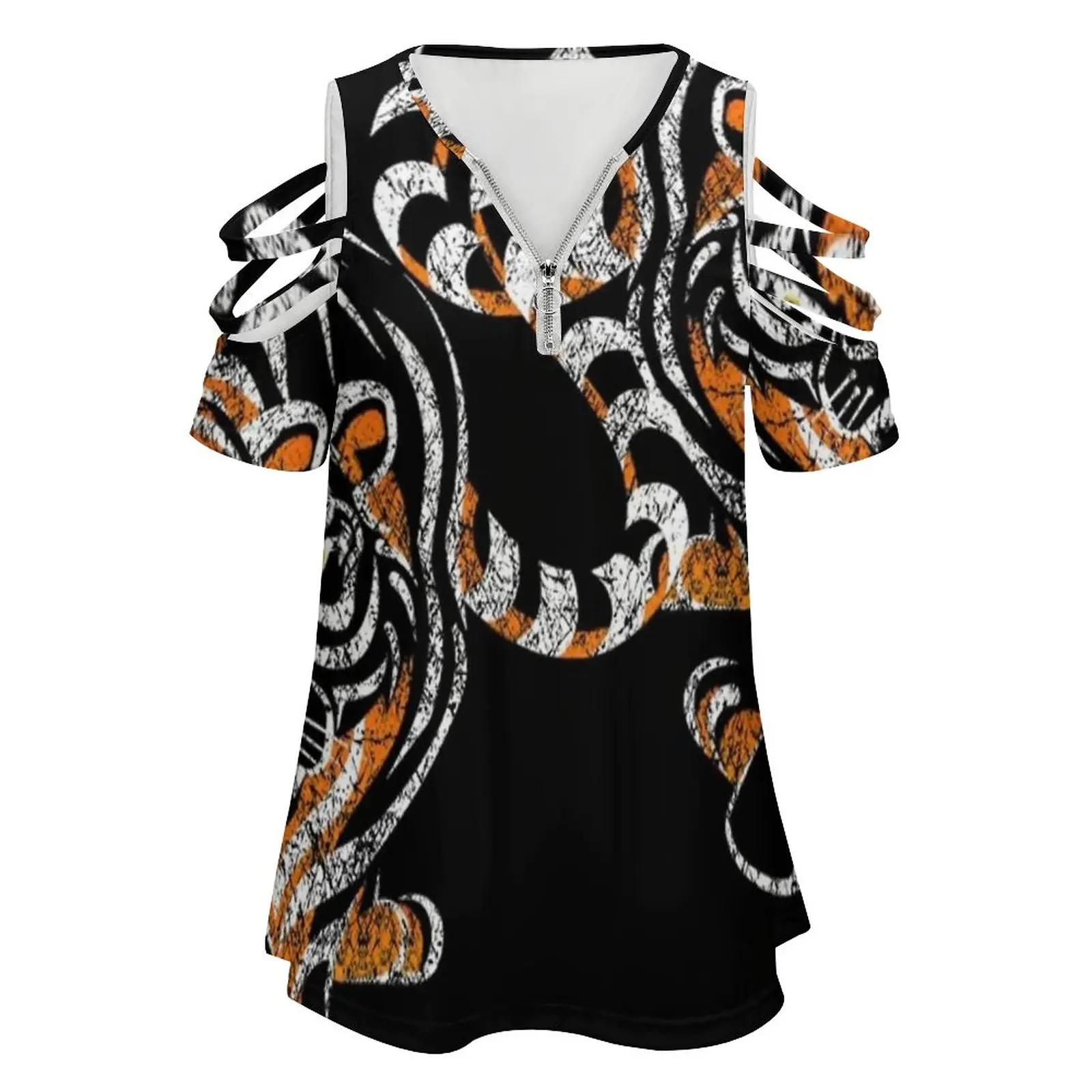 Tiger Tiger , Tiger Mates , Tiger Lovers , Tiger Friends Women's T-Shirt New Fashion Printed Zipper V-Neck Short Sleeve T