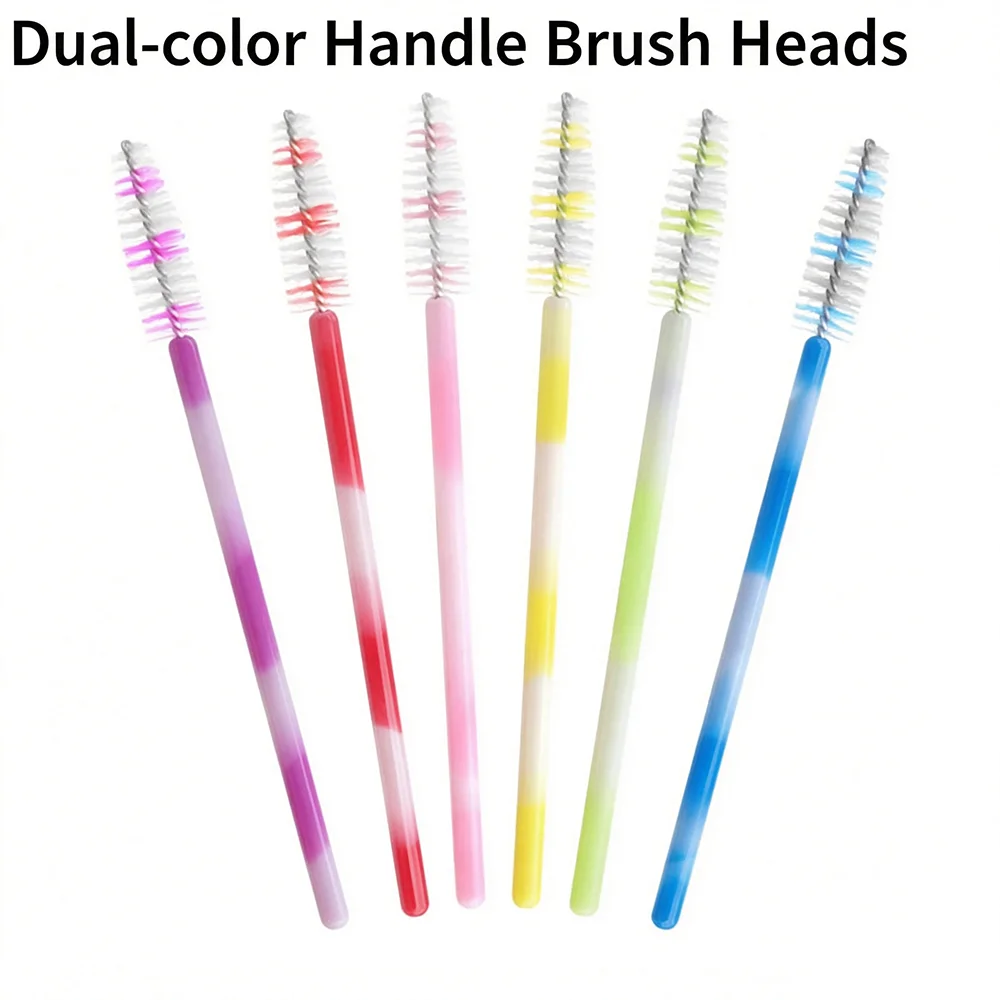 50/100PCS Disposable Eyelash Brushes Solid Stem Dual Color Spiral Lash Wands Nylon Brow Tools