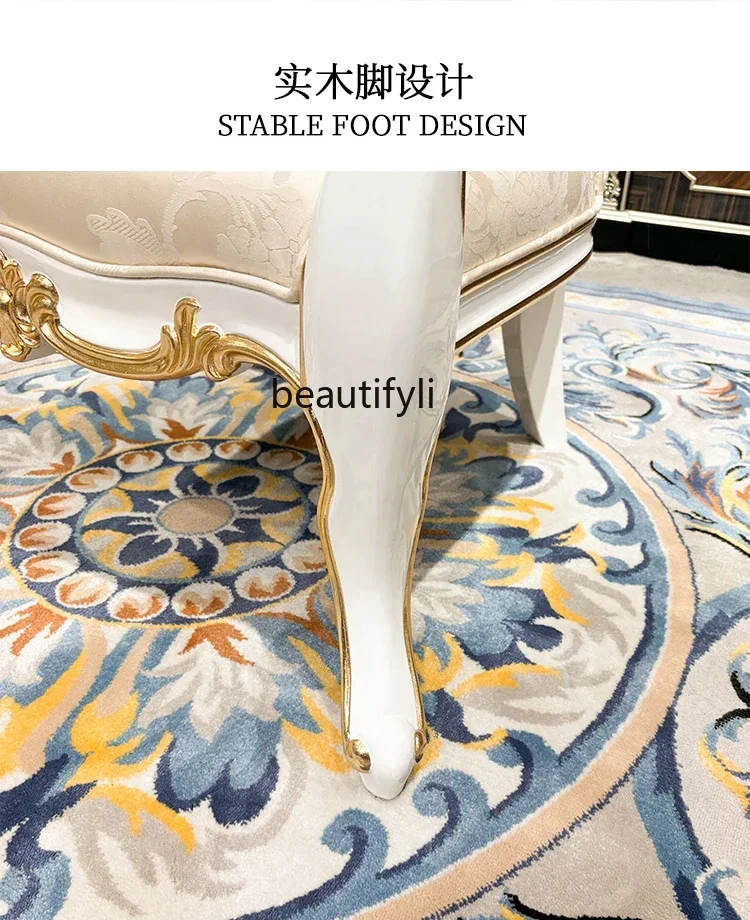 ss8350 French fabric embroidery leisure chair European luxury sofa living room modeling fabric high back chair