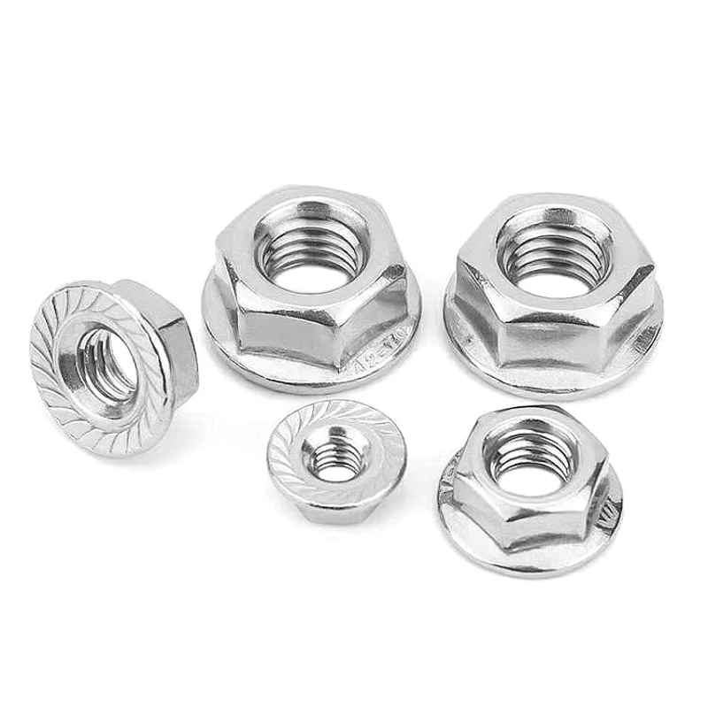 M2.5~M20 Sicherungsmutter DIN6923 Hochwertige SUS304/SUS316 Edelstahl Sechskant-Flanschmutter mit Sägezahnen – Detail 4