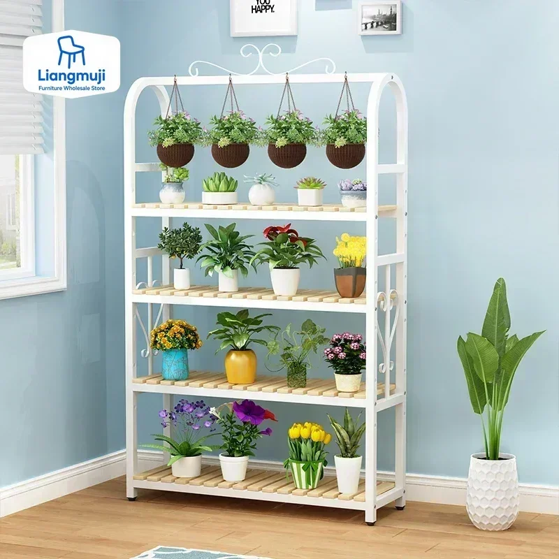 

Tiered Metal Plant Shelf Black Floor Hanging Flower Plant Shelf Outdoor Display Prateleiras De Plantas Balcony Furniture