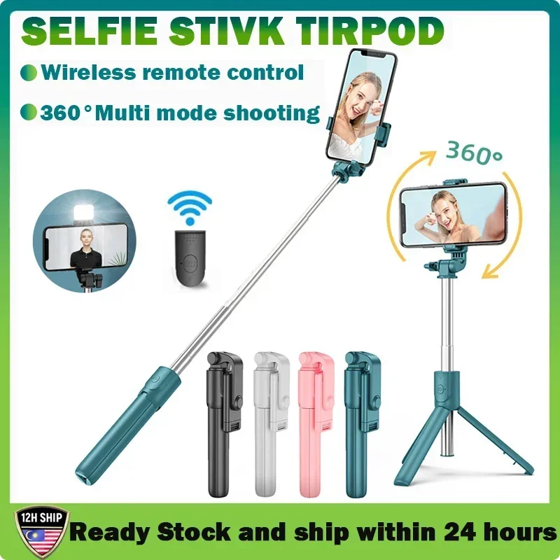 【Fast Delivery】Mini Bluetooth Portable Selfie Stick Remote Control Selfie Tripod Stand with Fill Light Phone Holder For Phones