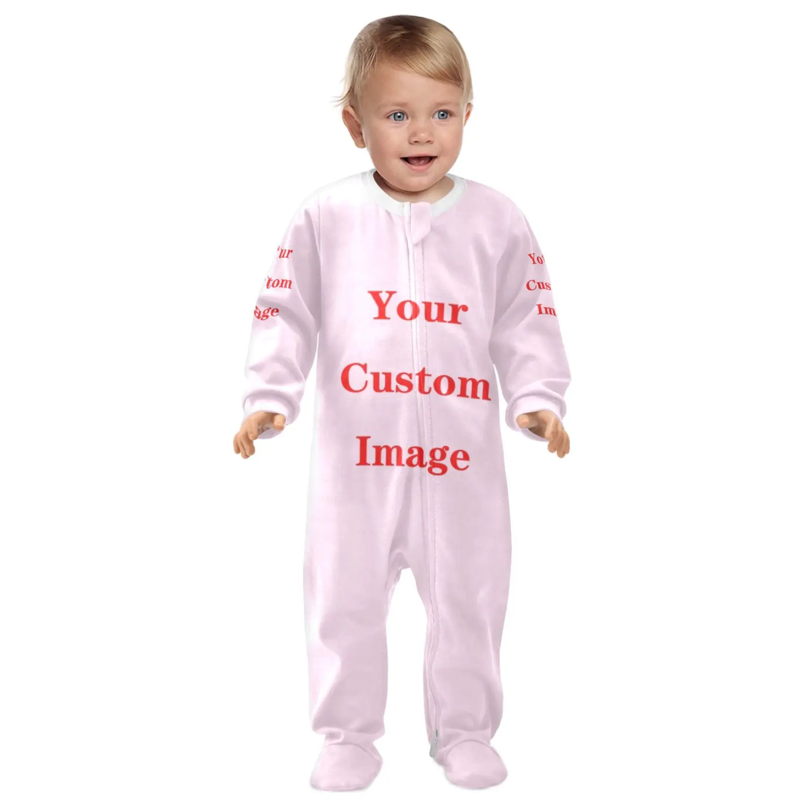 Newborn Baby Boys 100% Cotton Clothing Customizing images Girl One-Pieces Footies Sleepsuits Suitable for Spring and Autumn