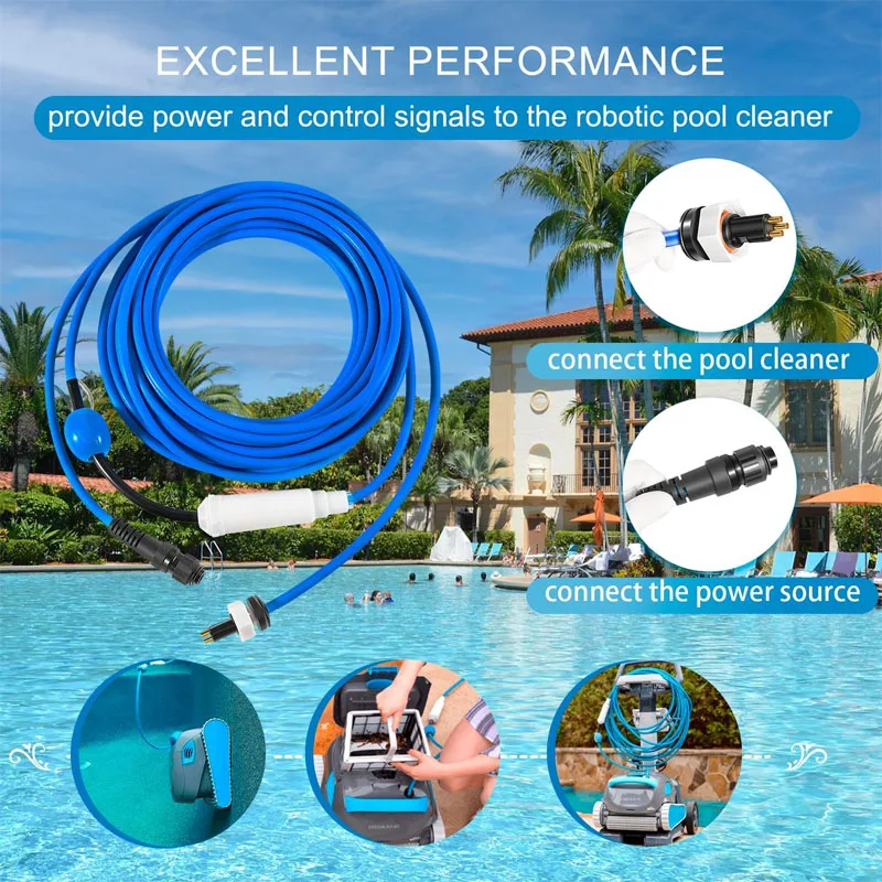 99958906-DIY Cable and Swivel - 3 Wire - for Dolphin Robotic Pool Cleaners Active 30, 30i, 40, S300i, S400, T45, T55i  - 60ft