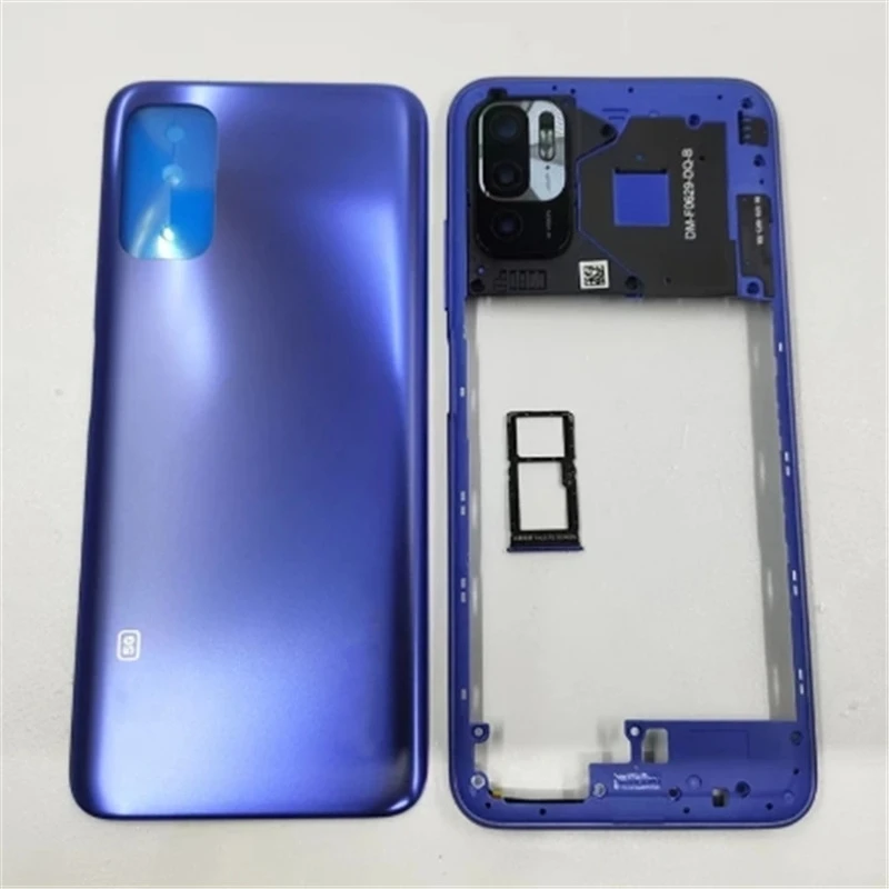 For Xiaomi Redmi Note 10 5G Full Housing Back Lid Housing Door + Middle Frame + Sim Card With Camera Lens Parts