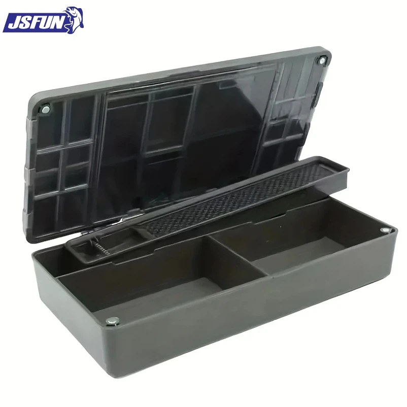 JSFUN-caja de pesca de carpa, caja de equipo de pesca multiusos portátil, compartimentos, equipo de pesca