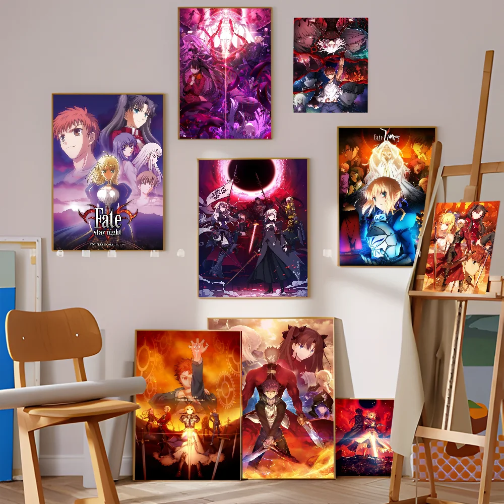 Fate-stay Night Self-adhesive Art Poster Retro Kraft Paper Sticker DIY Room Bar Cafe Vintage Decorative Painting