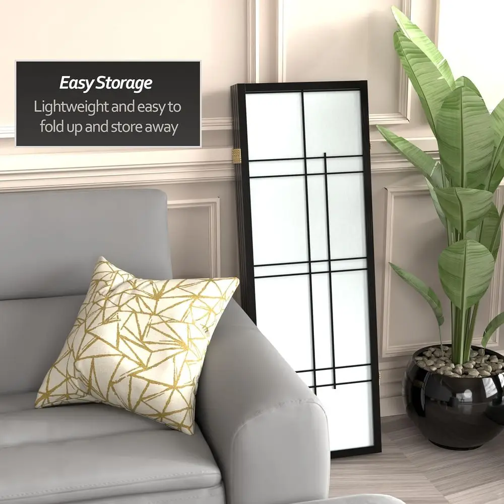 شاشة شوجي قصيرة بطول 4 أقدام - أسود - 4 ألواح