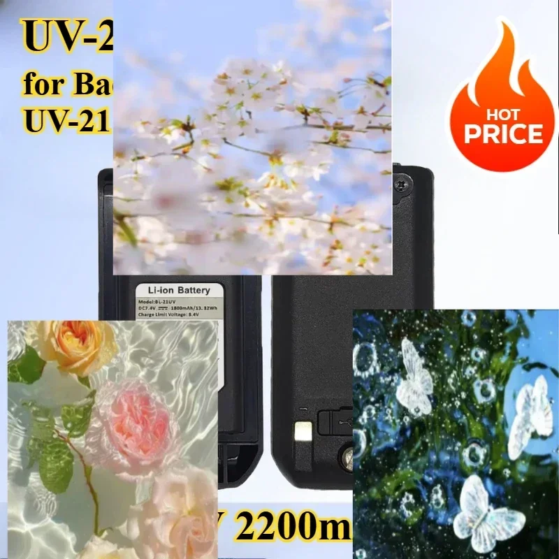 

8,4 В, 2200 мАч BL-21UV, подходит для аккумулятора Baofeng Walkie Talkie UV-21 Pro, поддерживает зарядку аккумулятора Type-C UV-21Pro UV21