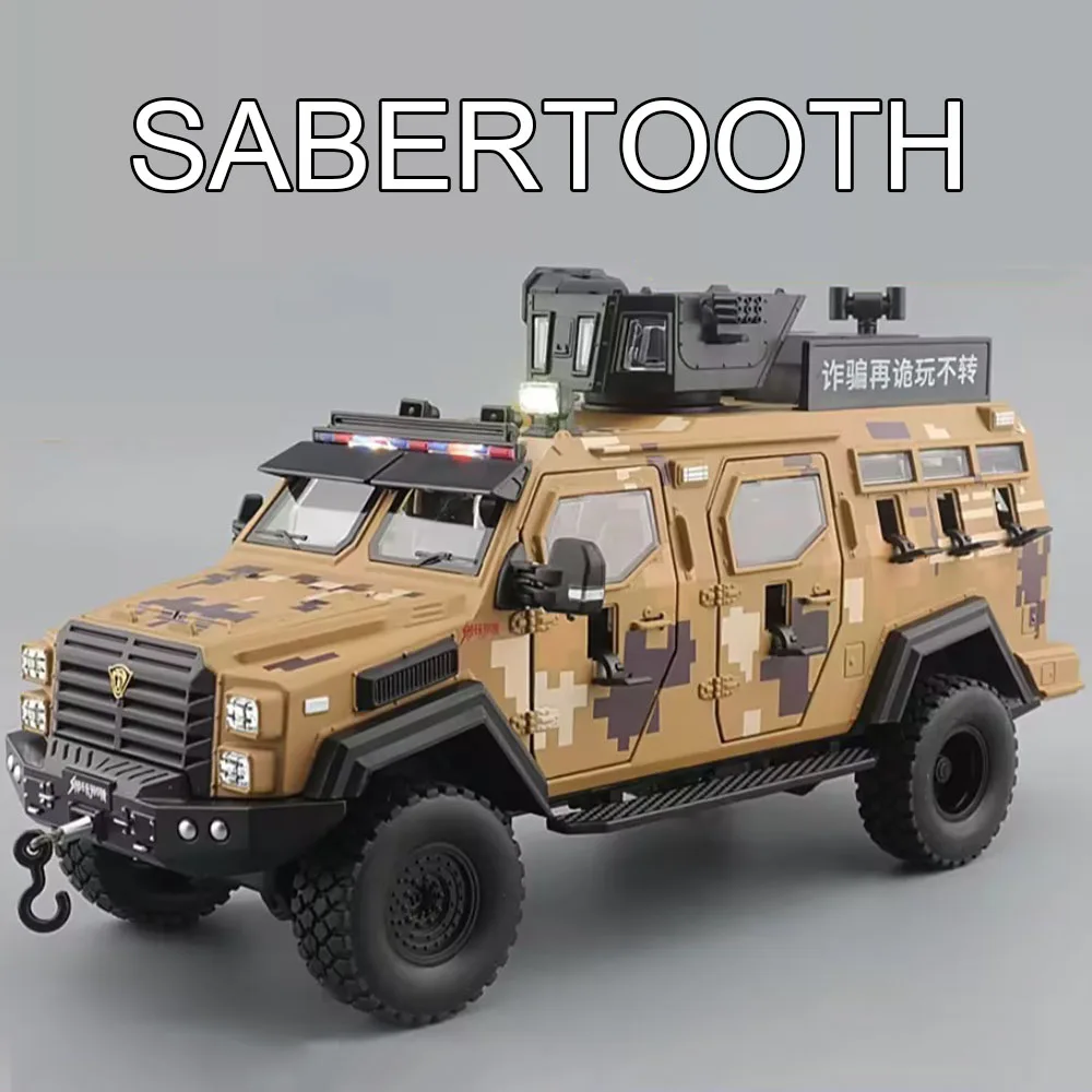 

Машинки-игрушки Sabertooth 1:24 из сплава, литые модели с подсветкой и звуком, миниатюрные внедорожники с поворотными колесами для детского развития и развлечений