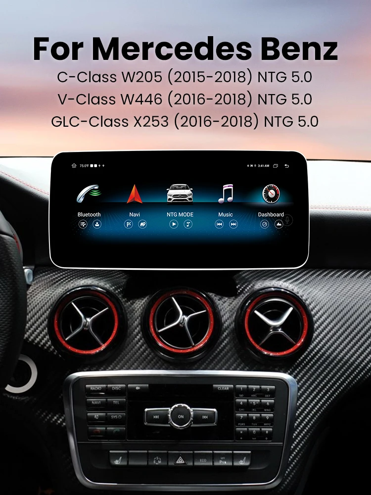 Draadloze CarPlay Android Auto autoradio voor Benz C V Klasse W204 W205 W446 W639 GLC X253 2015-2018 6+128GB GPS Navigatie - afbeelding 2